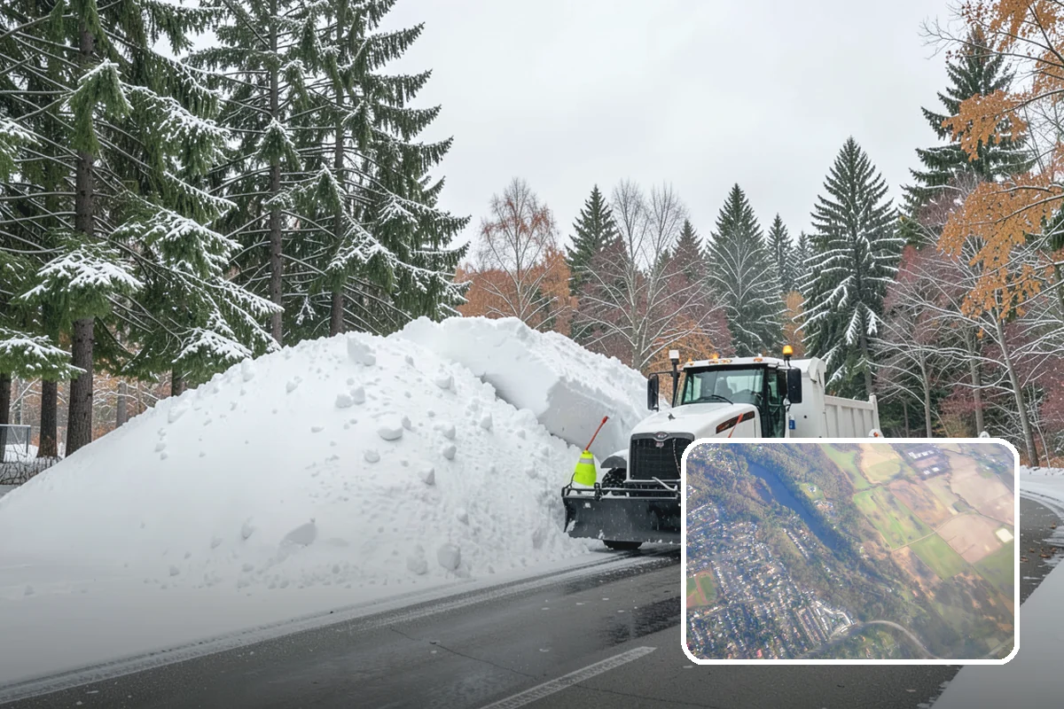 Grocery Store Parking Lot Snow Removal in Algona, King County, WA - Shoppers park and reach the doors on a cleared, deiced lot