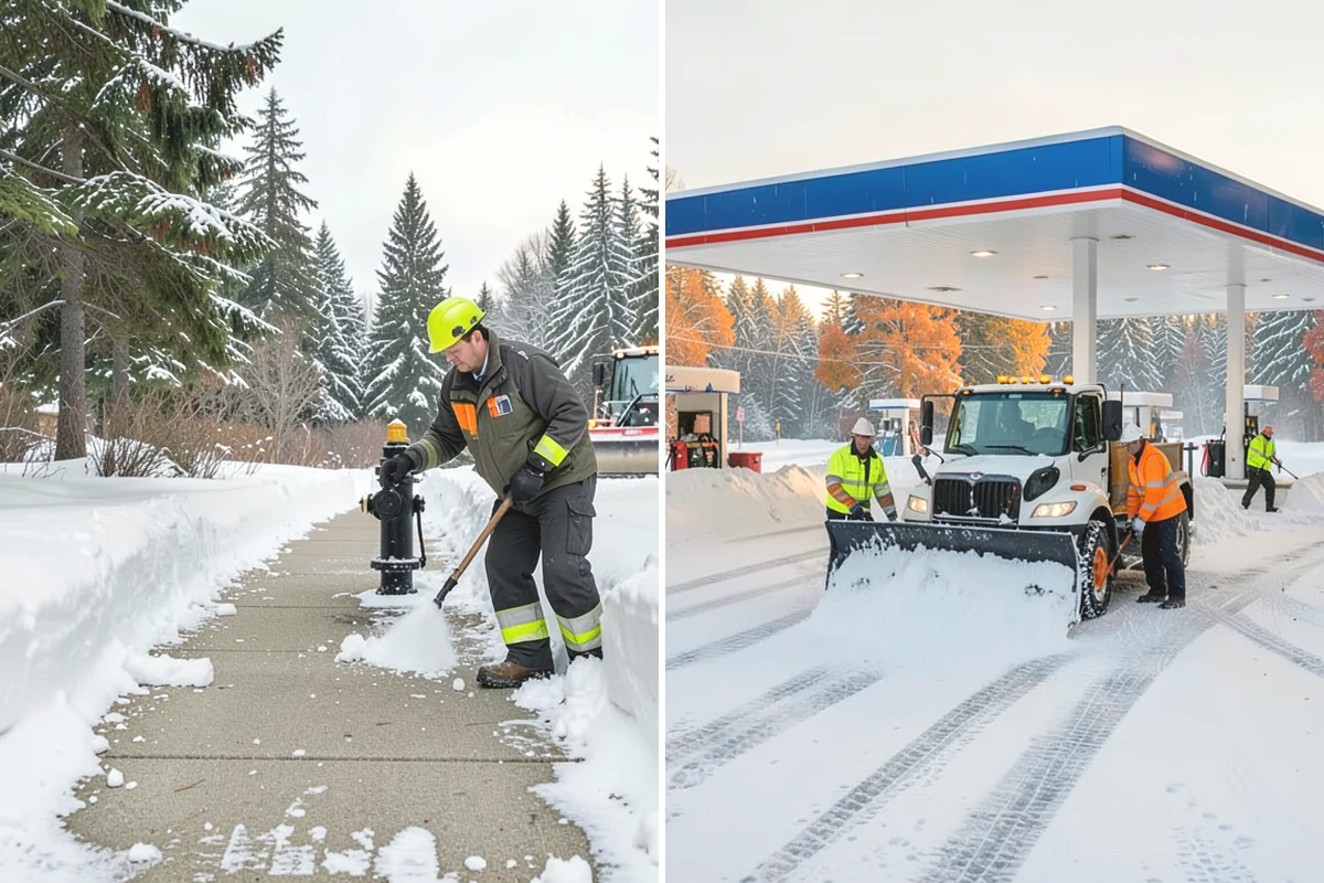 Grocery Store Parking Lot Snow Removal in Anacortes, Skagit County, WA - Map cart corrals, crosswalks, and loading areas with the store