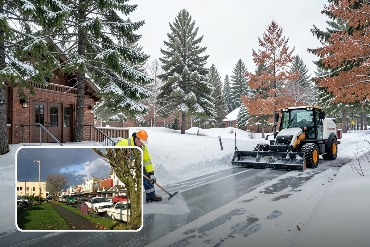 Grocery Store Parking Lot Snow Removal in Arlington, Snohomish County, WA - Shoppers park and reach the doors on a cleared, deiced lot