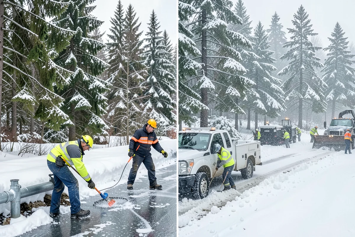 Grocery Store Parking Lot Snow Removal in Arlington, Snohomish County, WA - Map cart corrals, crosswalks, and loading areas with the store