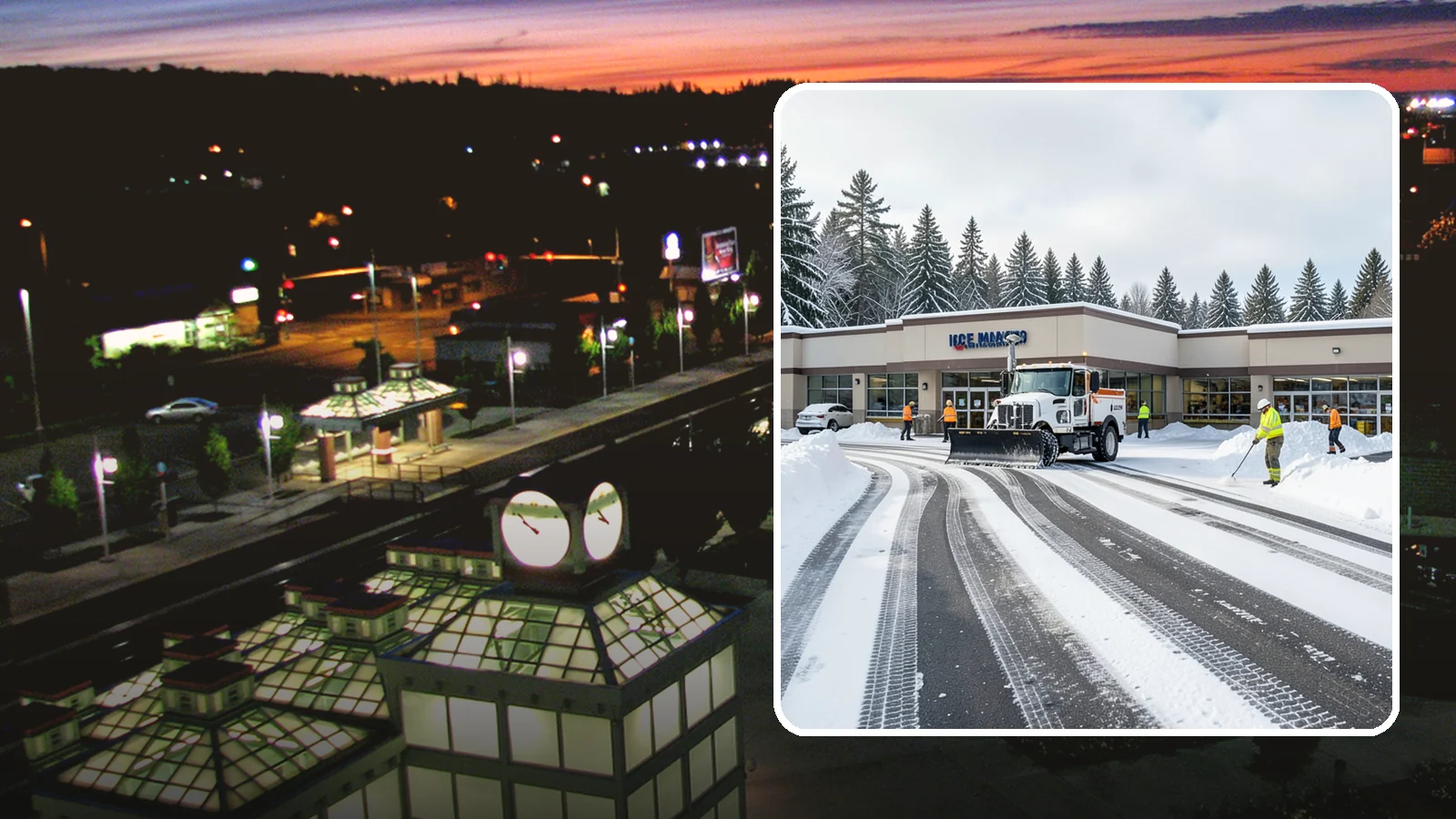 Grocery Store Parking Lot Snow Removal in Auburn, King County, WA - We clear grocery store lots early so Western Washington shoppers park, load carts, and reach the doors safely in winter.