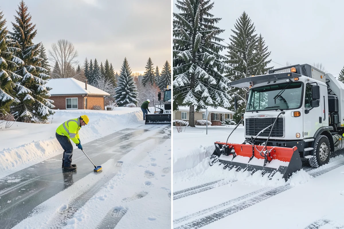 Grocery Store Parking Lot Snow Removal in Beaux Arts Village, King County, WA - Map cart corrals, crosswalks, and loading areas with the store