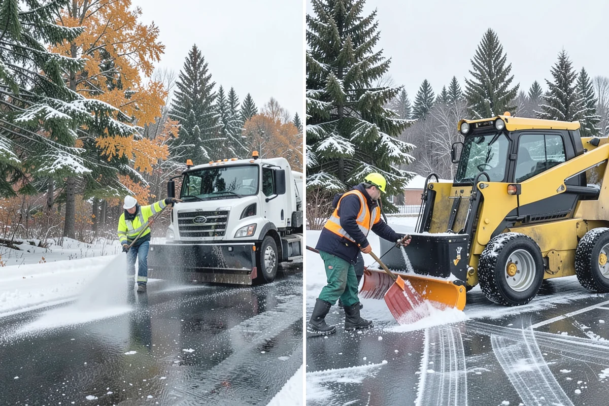 Grocery Store Parking Lot Snow Removal in Bonney Lake, Pierce County, WA - Map cart corrals, crosswalks, and loading areas with the store