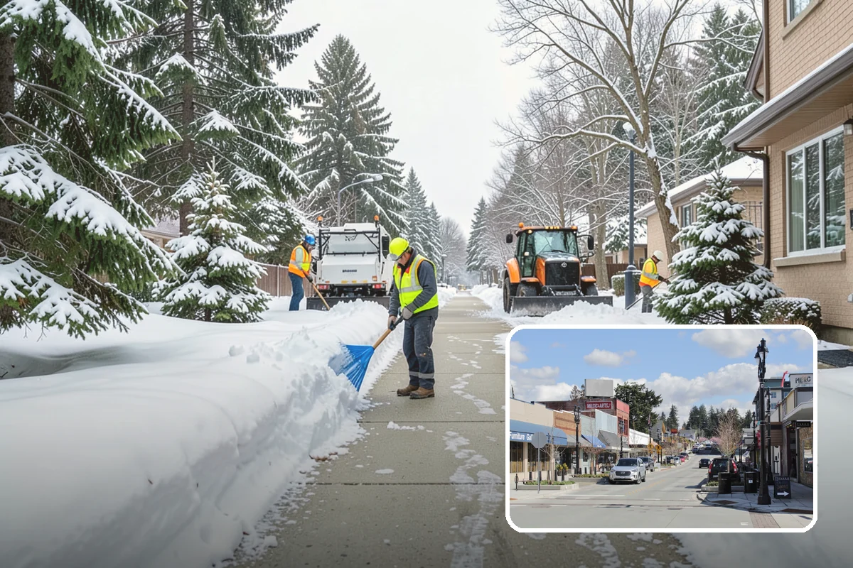 Grocery Store Parking Lot Snow Removal in Bothell, King County, WA - Shoppers park and reach the doors on a cleared, deiced lot
