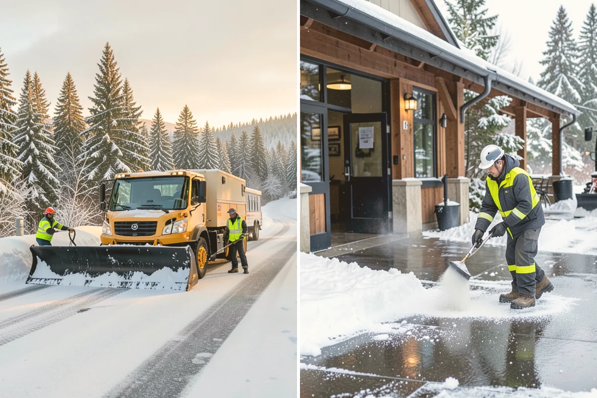 Grocery Store Parking Lot Snow Removal in Bothell, King County, WA - Map cart corrals, crosswalks, and loading areas with the store
