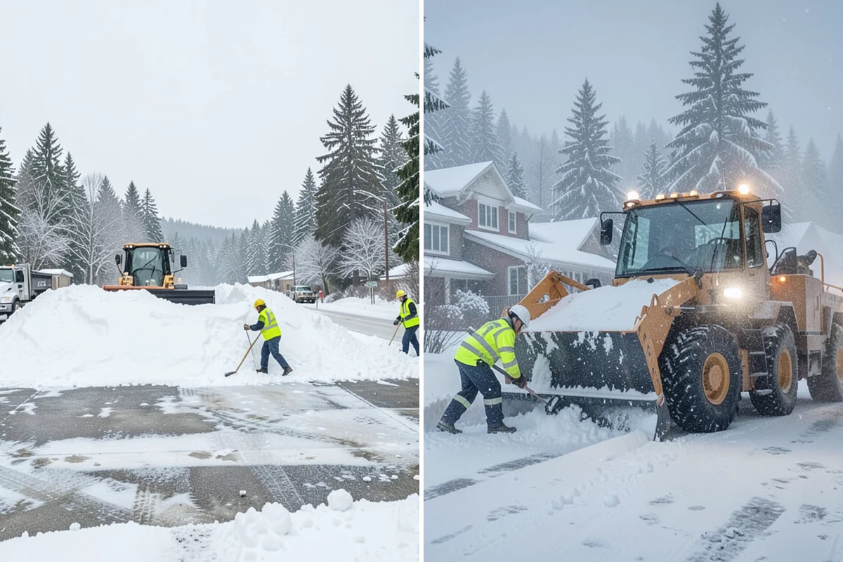 Grocery Store Parking Lot Snow Removal in Buckley, Pierce County, WA - Map cart corrals, crosswalks, and loading areas with the store