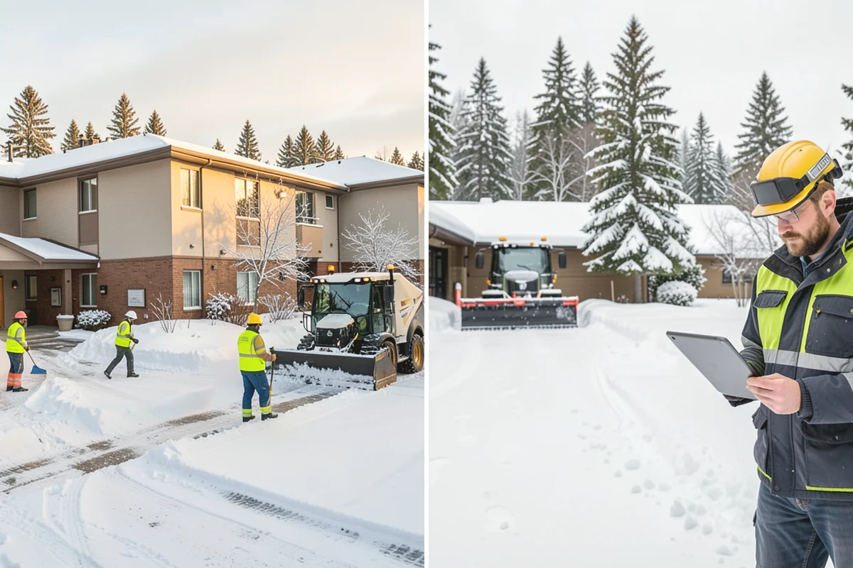 Grocery Store Parking Lot Snow Removal in Carnation, King County, WA - Map cart corrals, crosswalks, and loading areas with the store