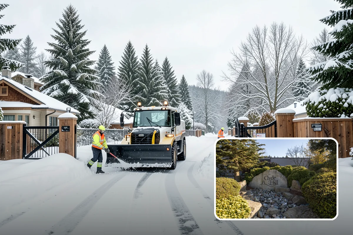 Grocery Store Parking Lot Snow Removal in Clyde Hill, King County, WA - Shoppers park and reach the doors on a cleared, deiced lot