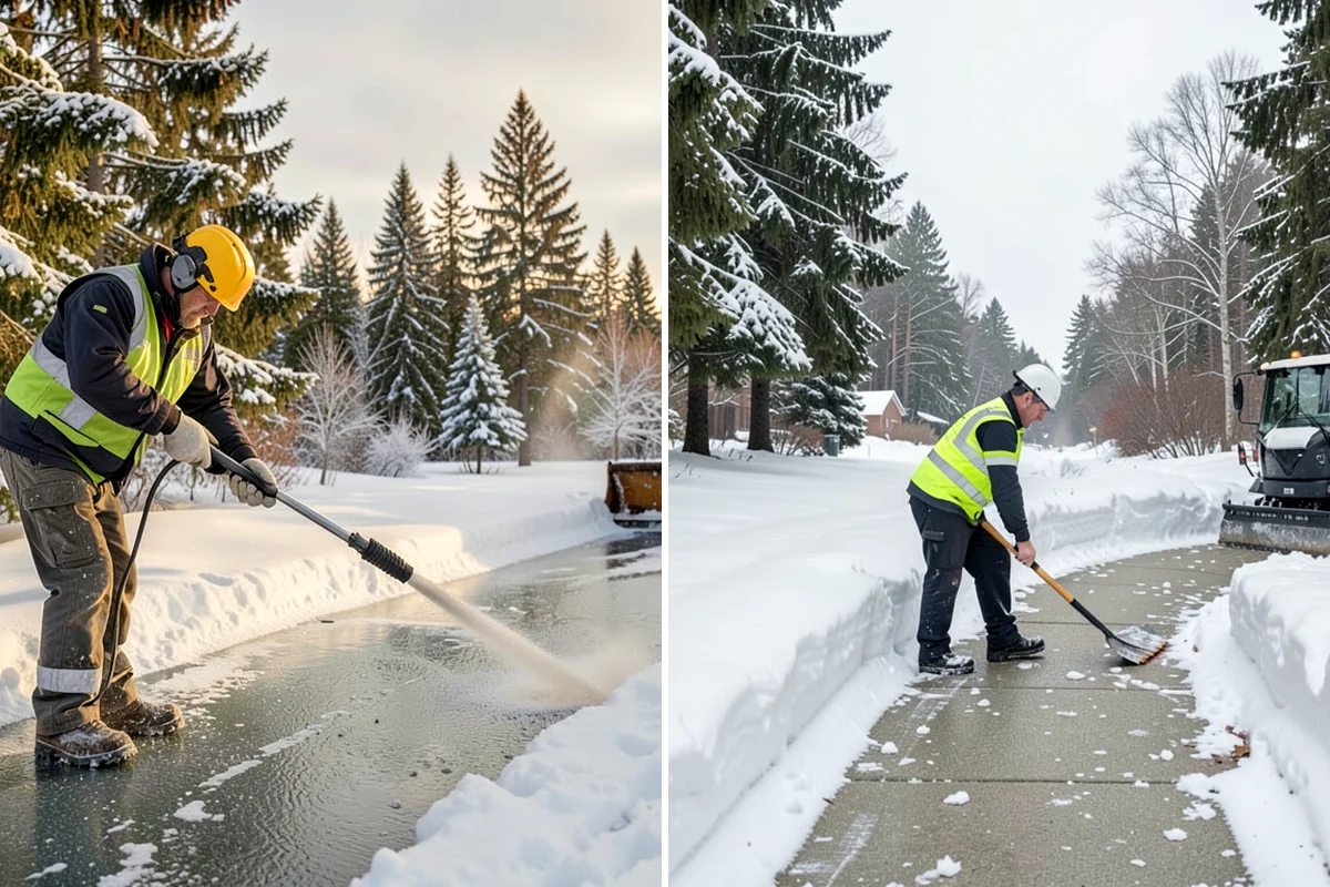 Grocery Store Parking Lot Snow Removal in Clyde Hill, King County, WA - Map cart corrals, crosswalks, and loading areas with the store
