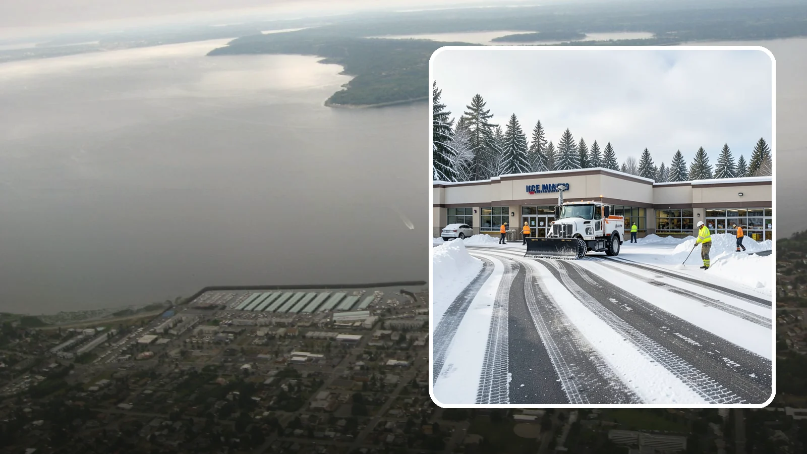 Grocery Store Parking Lot Snow Removal in Des Moines, King County, WA - We clear grocery store lots early so Western Washington shoppers park, load carts, and reach the doors safely in winter.