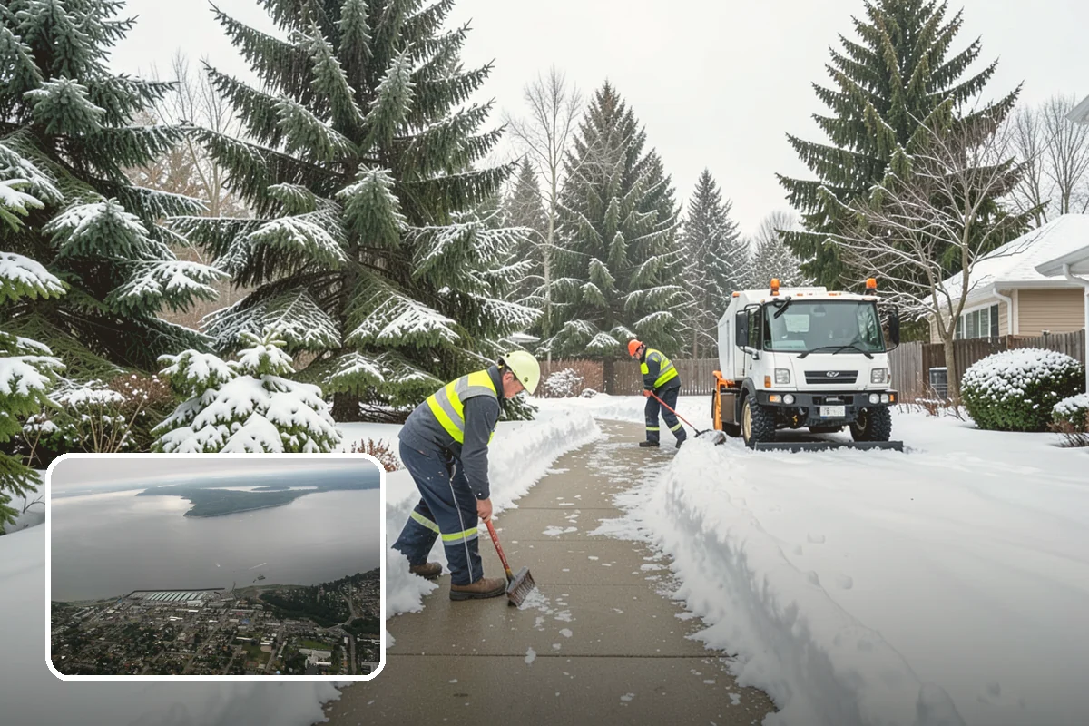 Grocery Store Parking Lot Snow Removal in Des Moines, King County, WA - Shoppers park and reach the doors on a cleared, deiced lot