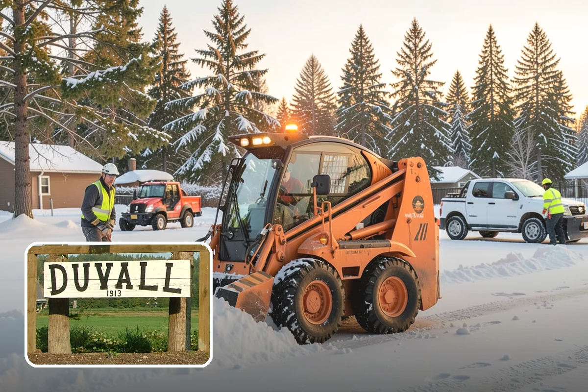 Grocery Store Parking Lot Snow Removal in Duvall, King County, WA - Shoppers park and reach the doors on a cleared, deiced lot
