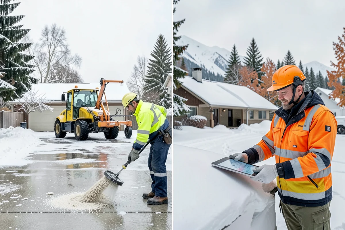 Grocery Store Parking Lot Snow Removal in Enumclaw, King County, WA - Map cart corrals, crosswalks, and loading areas with the store