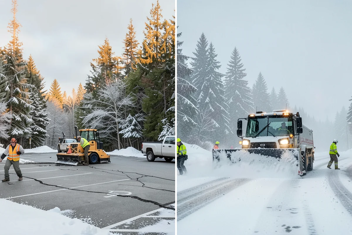 Grocery Store Parking Lot Snow Removal in Federal Way, King County, WA - Map cart corrals, crosswalks, and loading areas with the store