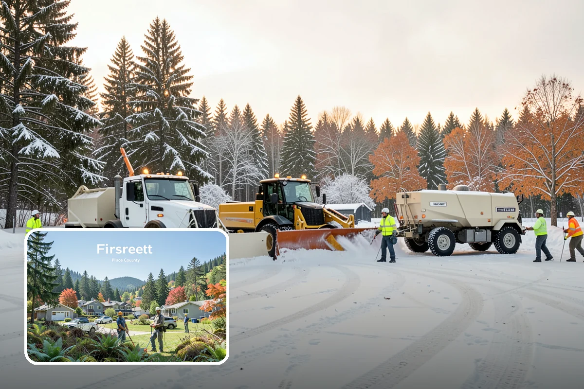 Grocery Store Parking Lot Snow Removal in Fircrest, Pierce County, WA - Shoppers park and reach the doors on a cleared, deiced lot