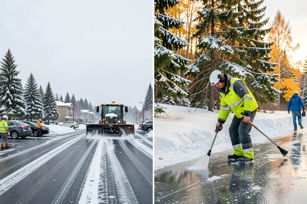 Grocery Store Parking Lot Snow Removal in Fircrest, Pierce County, WA - Map cart corrals, crosswalks, and loading areas with the store