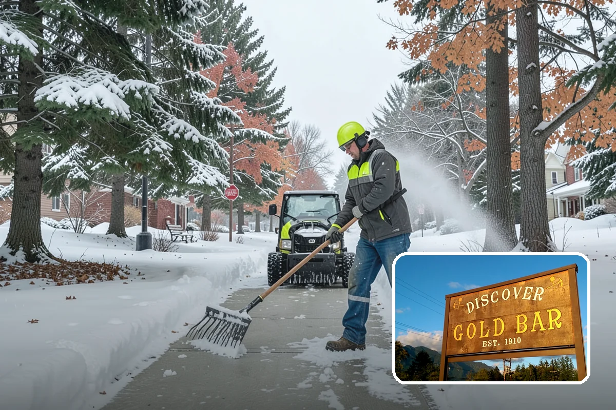 Grocery Store Parking Lot Snow Removal in Gold Bar, Snohomish County, WA - Shoppers park and reach the doors on a cleared, deiced lot