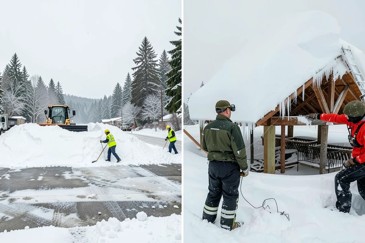 Grocery Store Parking Lot Snow Removal in Hunts Point, King County, WA - Map cart corrals, crosswalks, and loading areas with the store