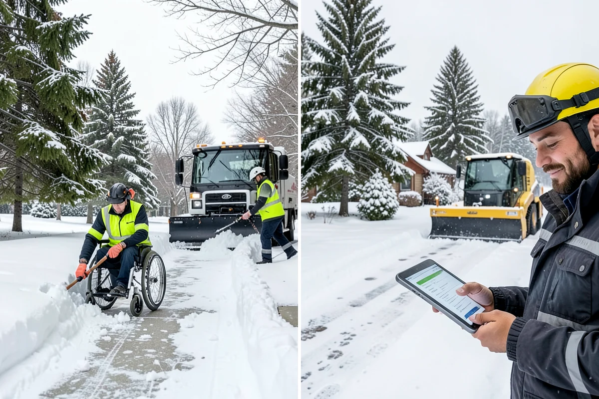 Grocery Store Parking Lot Snow Removal in Lake Forest Park, King County, WA - Map cart corrals, crosswalks, and loading areas with the store