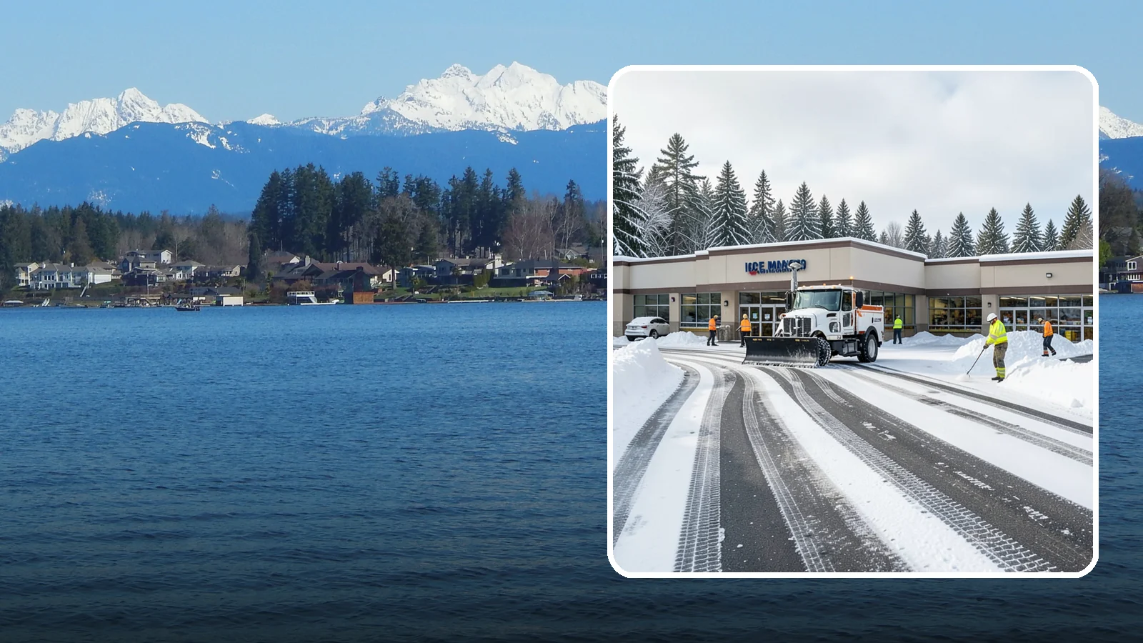 Grocery Store Parking Lot Snow Removal in Lake Stevens, Snohomish County, WA - We clear grocery store lots early so Western Washington shoppers park, load carts, and reach the doors safely in winter.