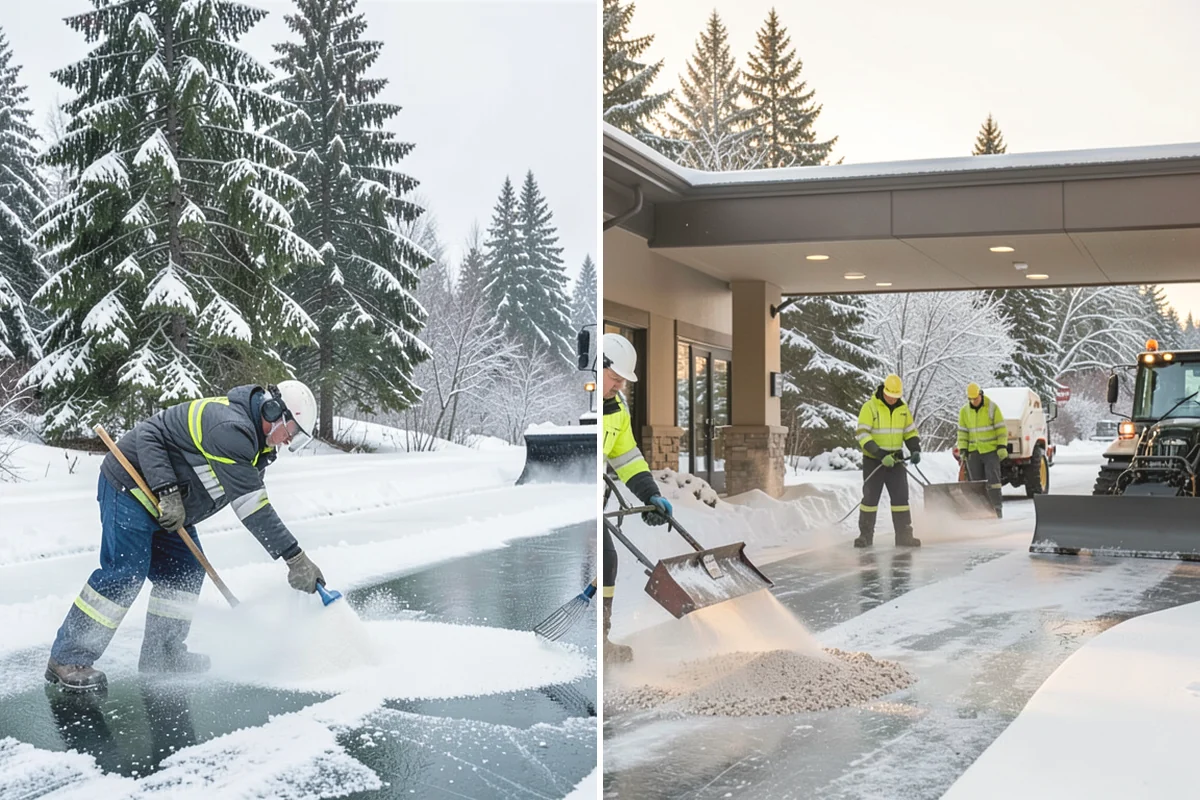 Grocery Store Parking Lot Snow Removal in Lake Stevens, Snohomish County, WA - Map cart corrals, crosswalks, and loading areas with the store