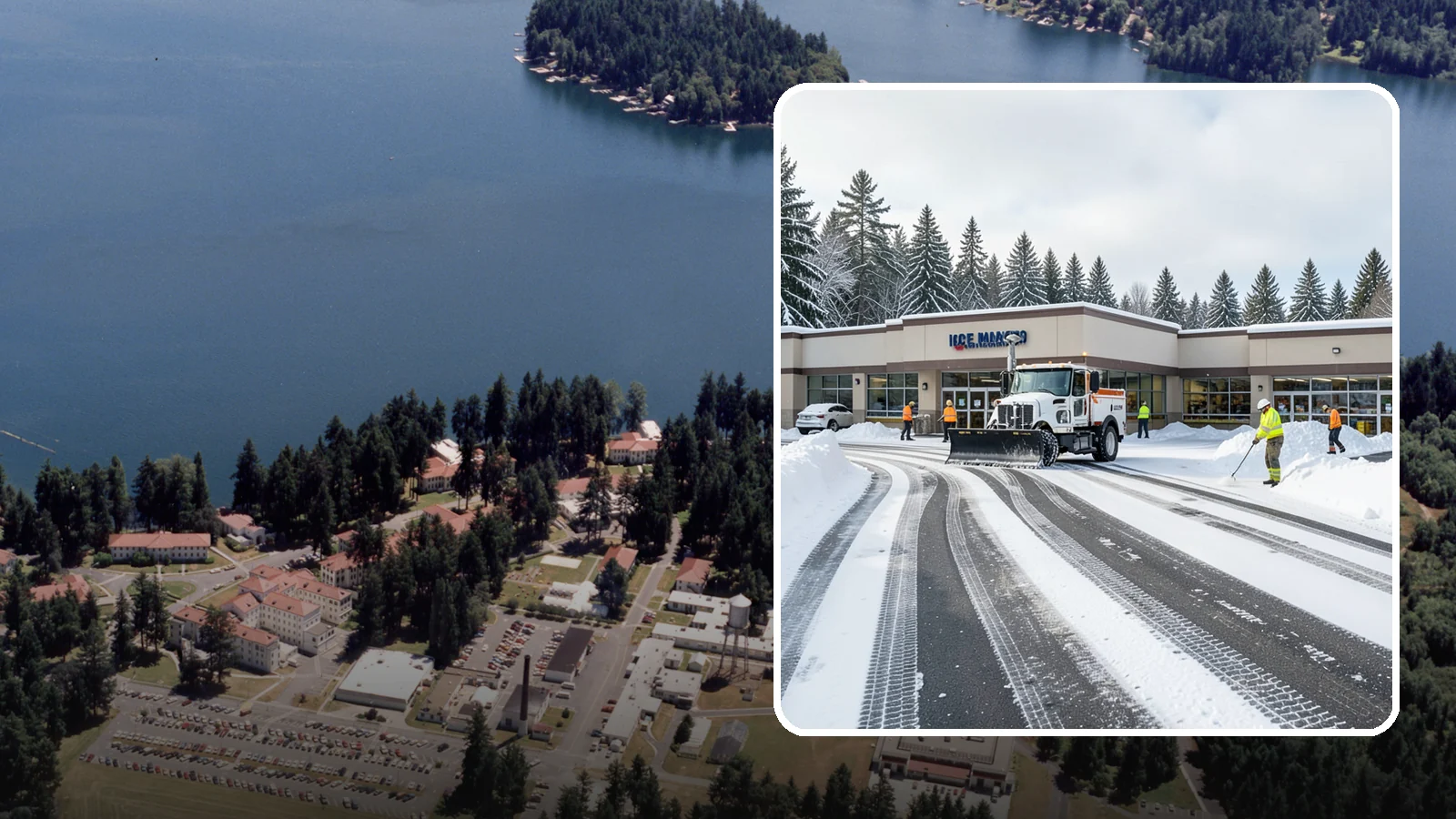 Grocery Store Parking Lot Snow Removal in Lakewood, Pierce County, WA - We clear grocery store lots early so Western Washington shoppers park, load carts, and reach the doors safely in winter.