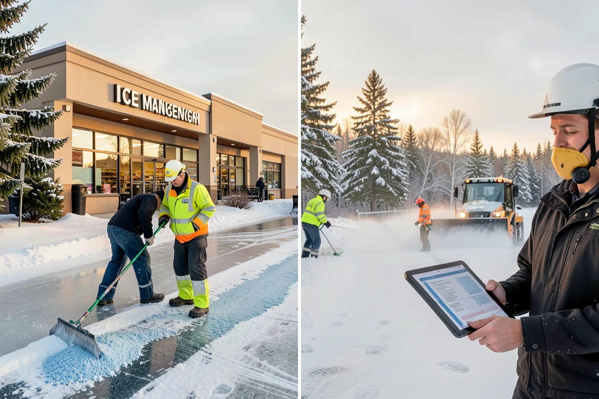 Grocery Store Parking Lot Snow Removal in Lyman, Skagit County, WA - Map cart corrals, crosswalks, and loading areas with the store