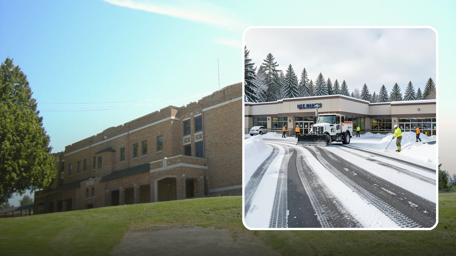 Grocery Store Parking Lot Snow Removal in Maple Valley, King County, WA - We clear grocery store lots early so Western Washington shoppers park, load carts, and reach the doors safely in winter.