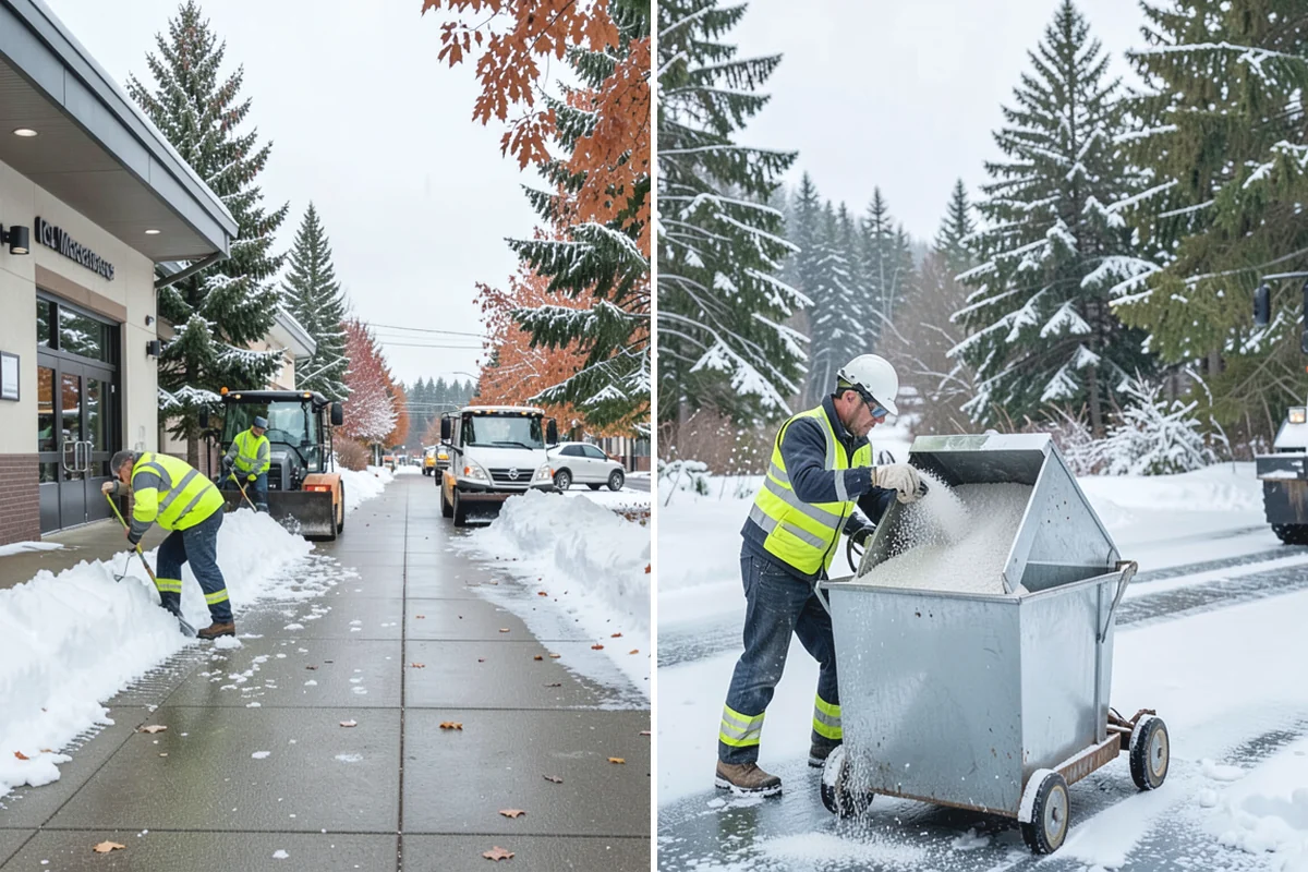 Grocery Store Parking Lot Snow Removal in Marysville, Snohomish County, WA - Map cart corrals, crosswalks, and loading areas with the store