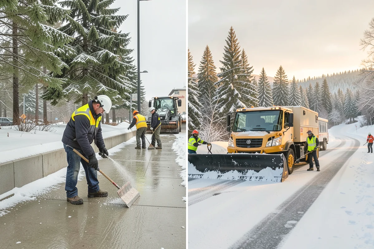 Grocery Store Parking Lot Snow Removal in Mercer Island, King County, WA - Map cart corrals, crosswalks, and loading areas with the store