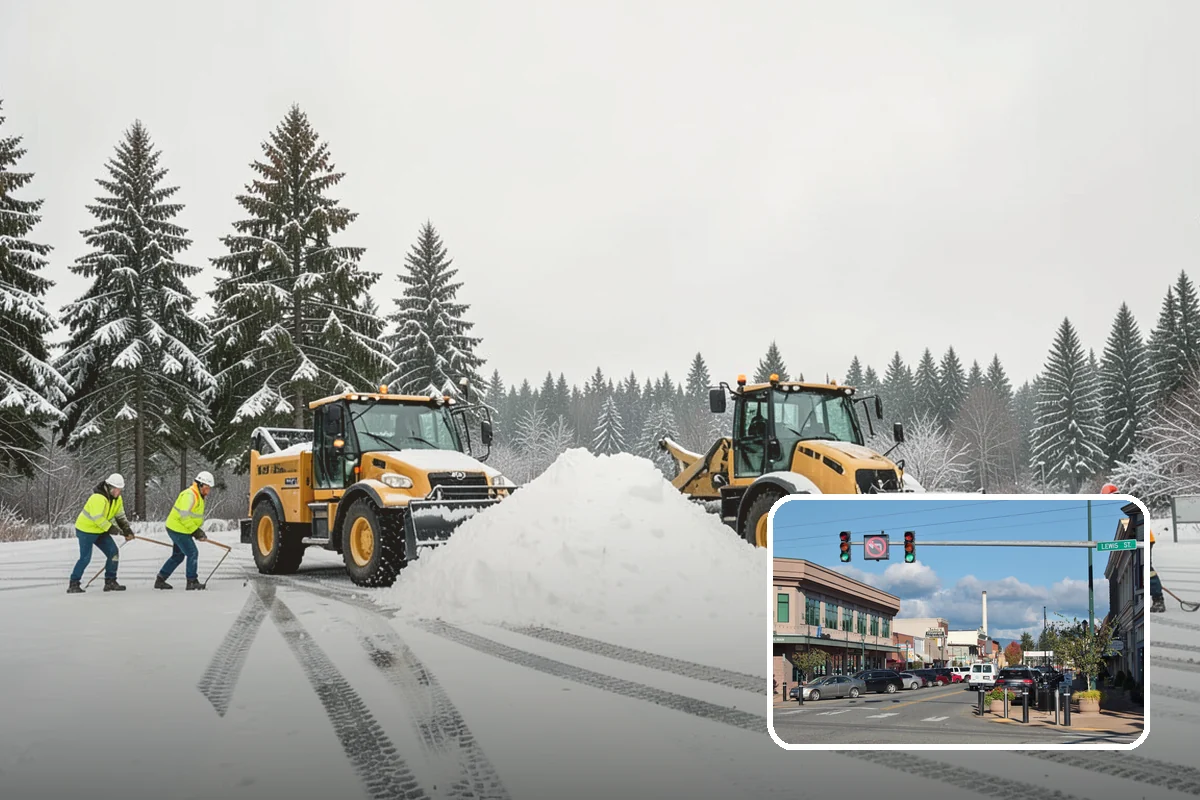 Grocery Store Parking Lot Snow Removal in Monroe, Snohomish County, WA - Shoppers park and reach the doors on a cleared, deiced lot