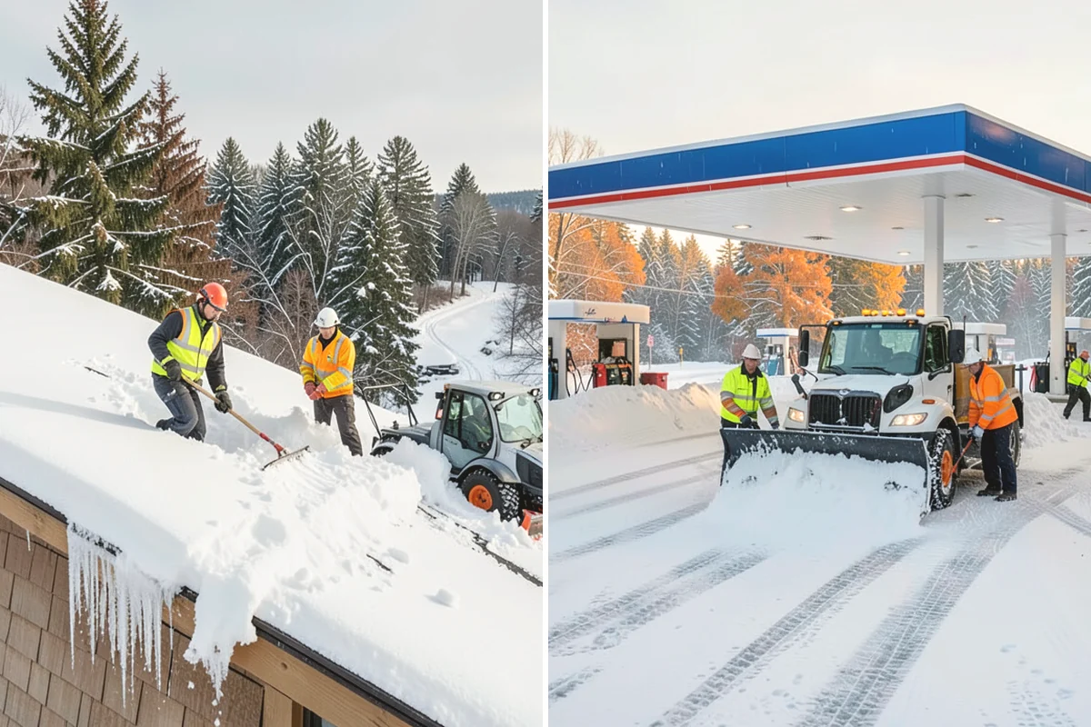 Grocery Store Parking Lot Snow Removal in Monroe, Snohomish County, WA - Map cart corrals, crosswalks, and loading areas with the store