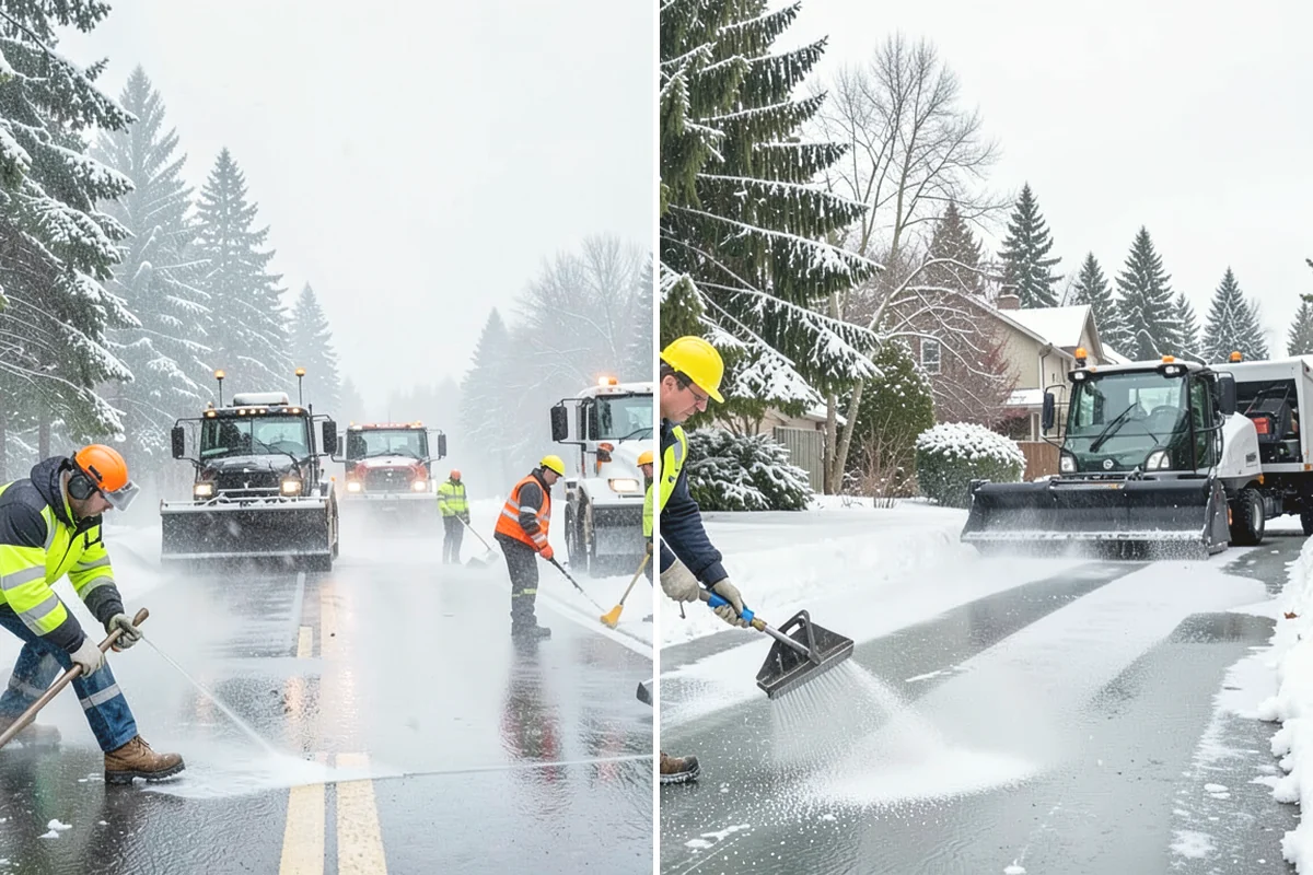 Grocery Store Parking Lot Snow Removal in Mukilteo, Snohomish County, WA - Map cart corrals, crosswalks, and loading areas with the store