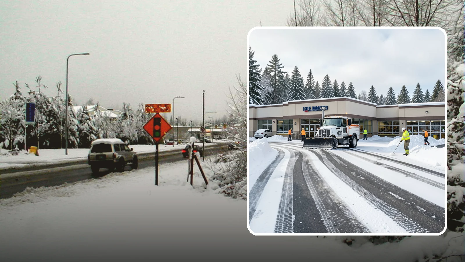 Grocery Store Parking Lot Snow Removal in Newcastle, King County, WA - We clear grocery store lots early so Western Washington shoppers park, load carts, and reach the doors safely in winter.