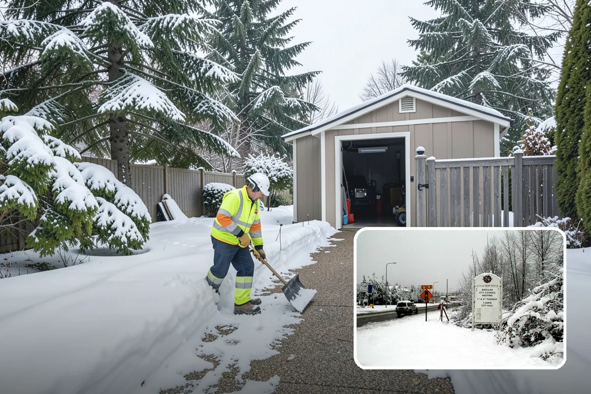 Grocery Store Parking Lot Snow Removal in Newcastle, King County, WA - Shoppers park and reach the doors on a cleared, deiced lot