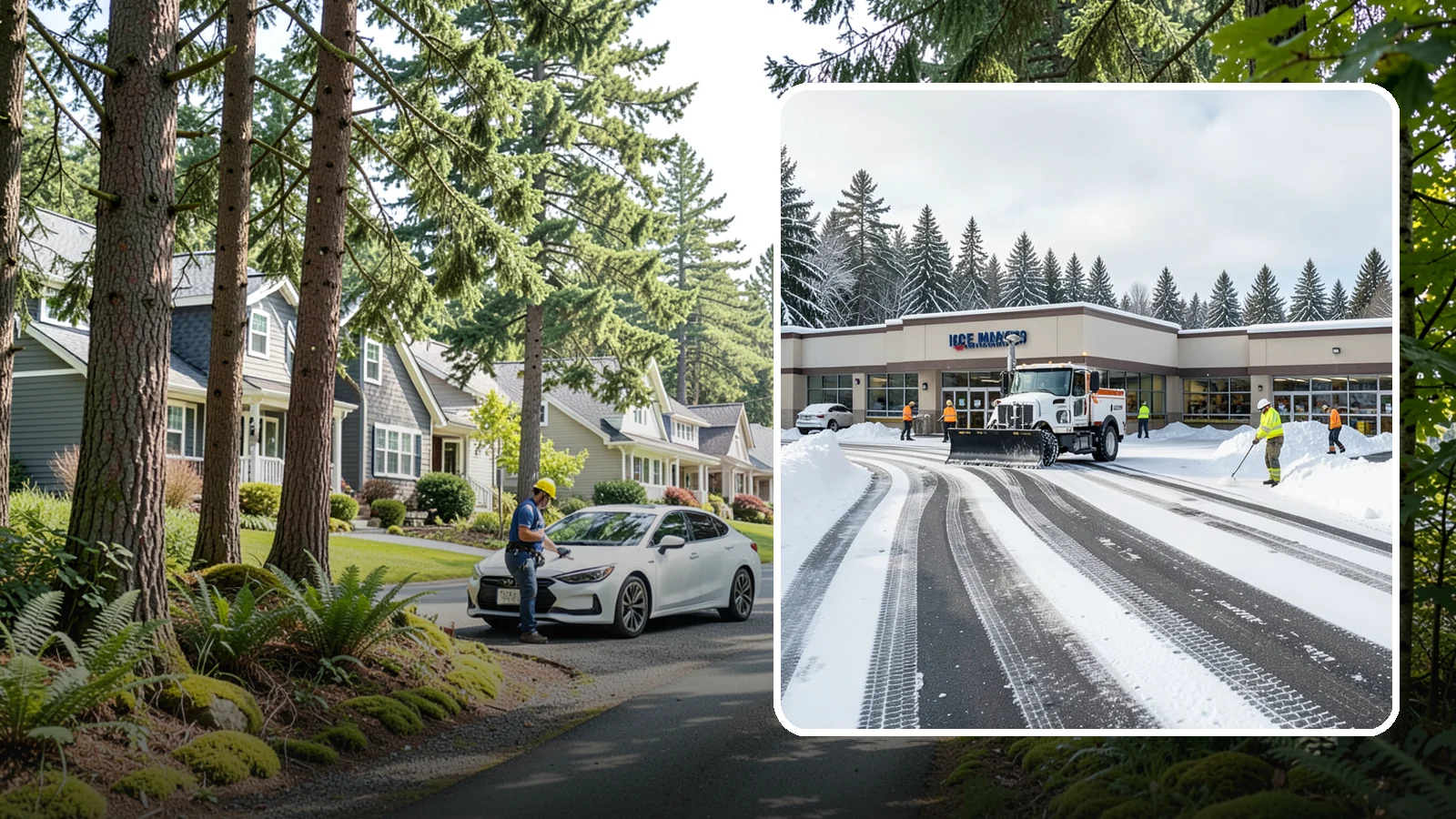 Grocery Store Parking Lot Snow Removal in Normandy Park, King County, WA - We clear grocery store lots early so Western Washington shoppers park, load carts, and reach the doors safely in winter.