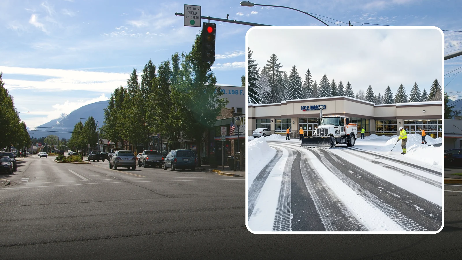 Grocery Store Parking Lot Snow Removal in North Bend, King County, WA - We clear grocery store lots early so Western Washington shoppers park, load carts, and reach the doors safely in winter.