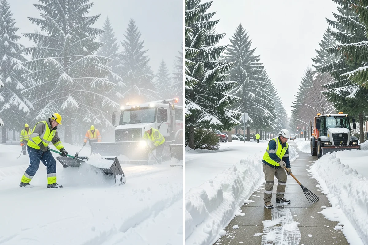 Grocery Store Parking Lot Snow Removal in Oak Harbor, Island County, WA - Map cart corrals, crosswalks, and loading areas with the store