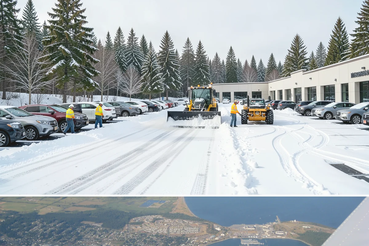 Grocery Store Parking Lot Snow Removal in Oak Harbor, Island County, WA - Grocery store lots in Western Washington see the most winter demand from late November through February, spiking before every...