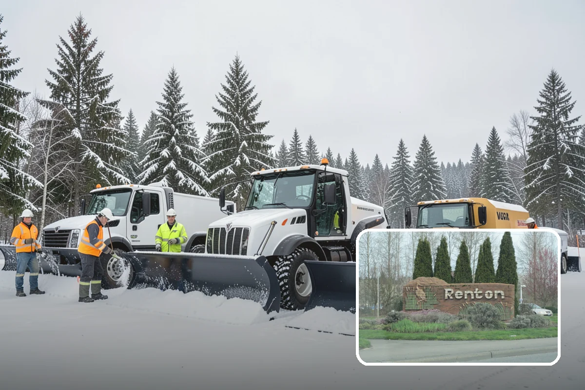 Grocery Store Parking Lot Snow Removal in Renton, King County, WA - Shoppers park and reach the doors on a cleared, deiced lot