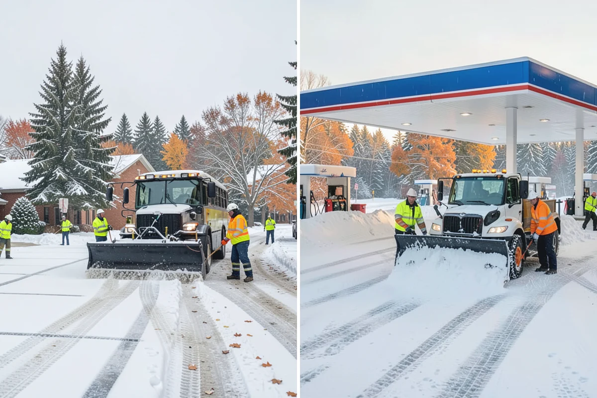 Grocery Store Parking Lot Snow Removal in Renton, King County, WA - Map cart corrals, crosswalks, and loading areas with the store
