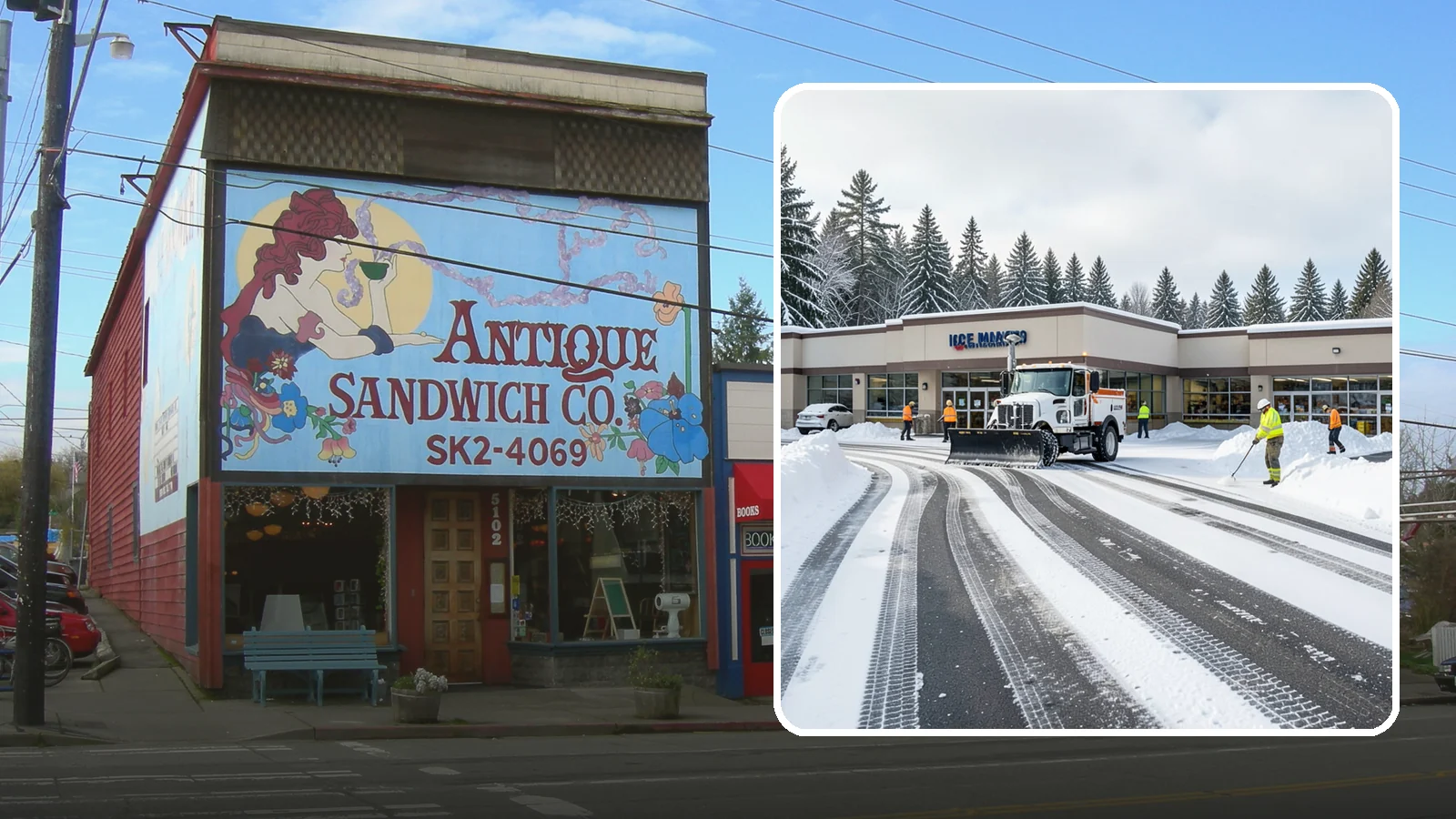 Grocery Store Parking Lot Snow Removal in Ruston, Pierce County, WA - We clear grocery store lots early so Western Washington shoppers park, load carts, and reach the doors safely in winter.