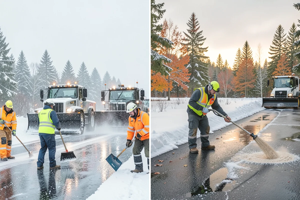 Grocery Store Parking Lot Snow Removal in Ruston, Pierce County, WA - Map cart corrals, crosswalks, and loading areas with the store