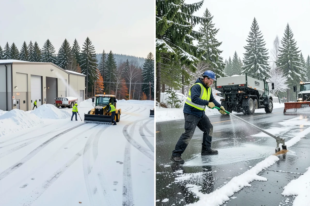Grocery Store Parking Lot Snow Removal in SeaTac, King County, WA - Map cart corrals, crosswalks, and loading areas with the store