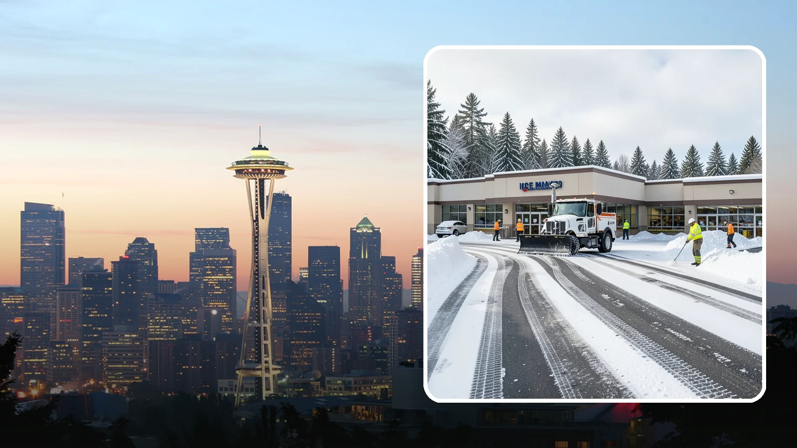 Grocery Store Parking Lot Snow Removal in Seattle, King County, WA - We clear grocery store lots early so Western Washington shoppers park, load carts, and reach the doors safely in winter.