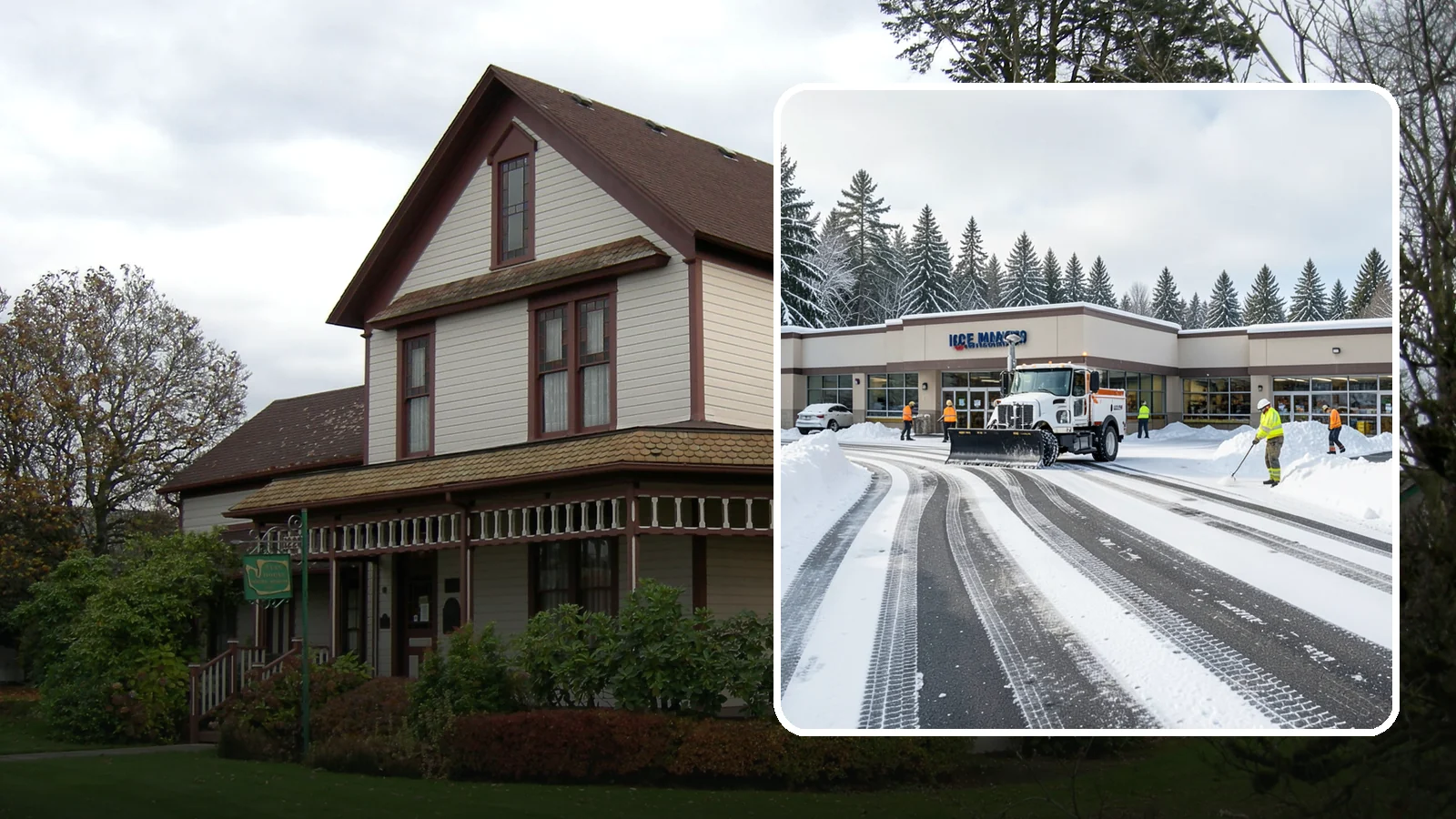 Grocery Store Parking Lot Snow Removal in Sumner, Pierce County, WA - We clear grocery store lots early so Western Washington shoppers park, load carts, and reach the doors safely in winter.