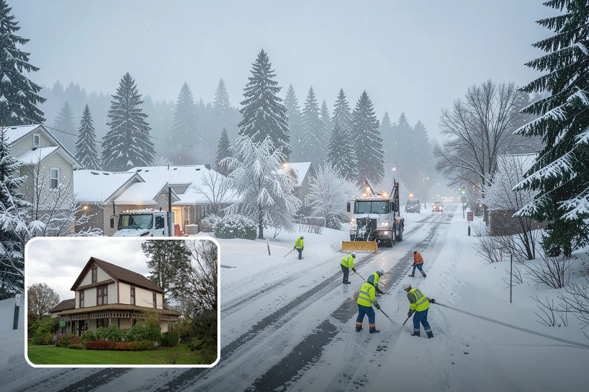 Grocery Store Parking Lot Snow Removal in Sumner, Pierce County, WA - Shoppers park and reach the doors on a cleared, deiced lot