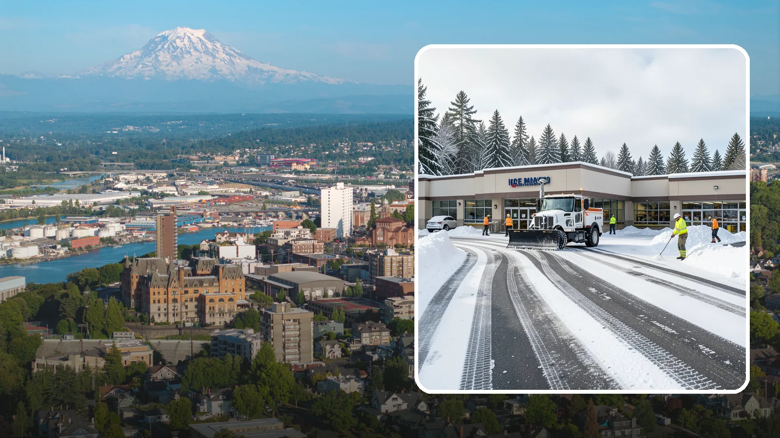 Grocery Store Parking Lot Snow Removal in Tacoma, Pierce County, WA - We clear grocery store lots early so Western Washington shoppers park, load carts, and reach the doors safely in winter.