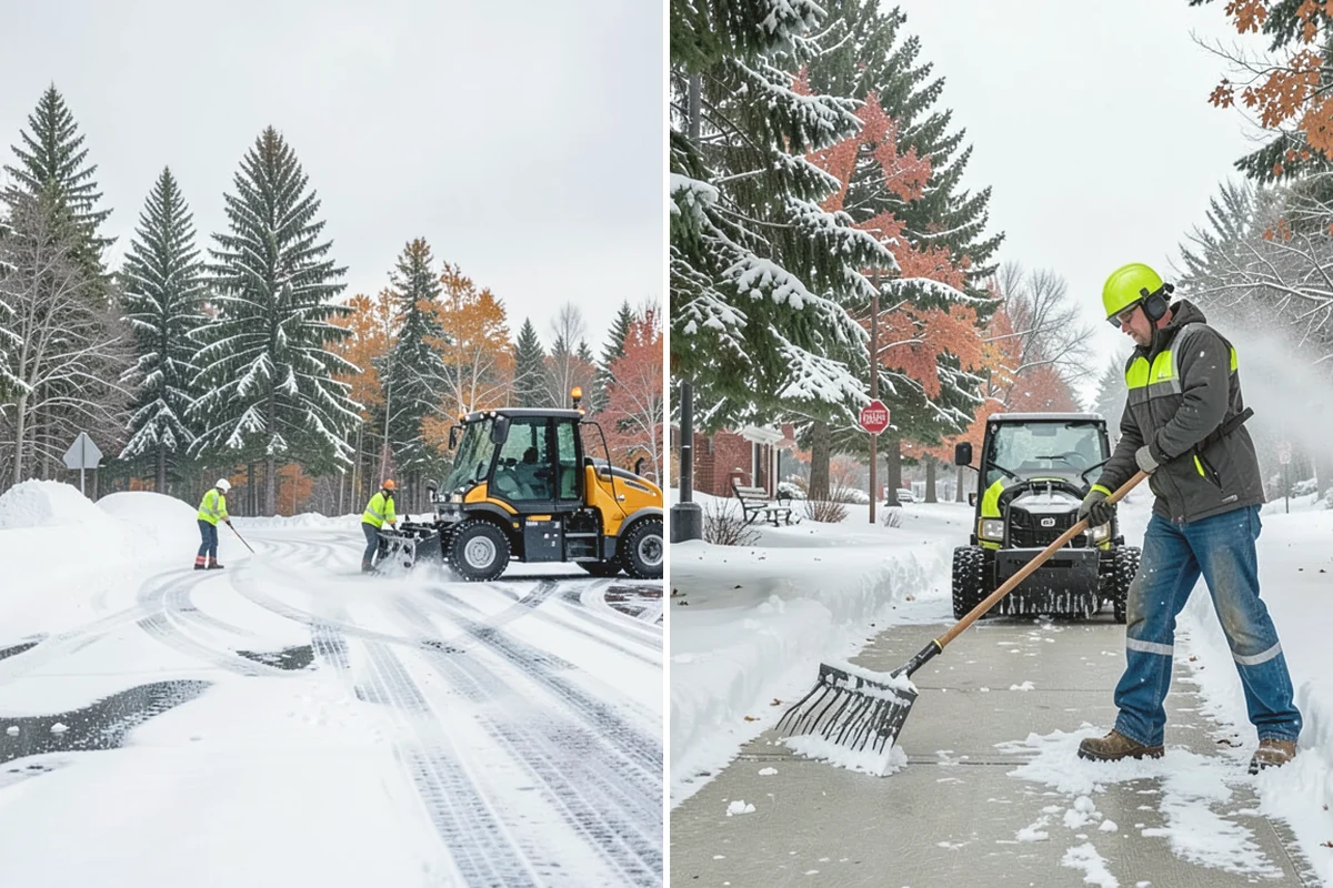 Grocery Store Parking Lot Snow Removal in University Place, Pierce County, WA - Map cart corrals, crosswalks, and loading areas with the store
