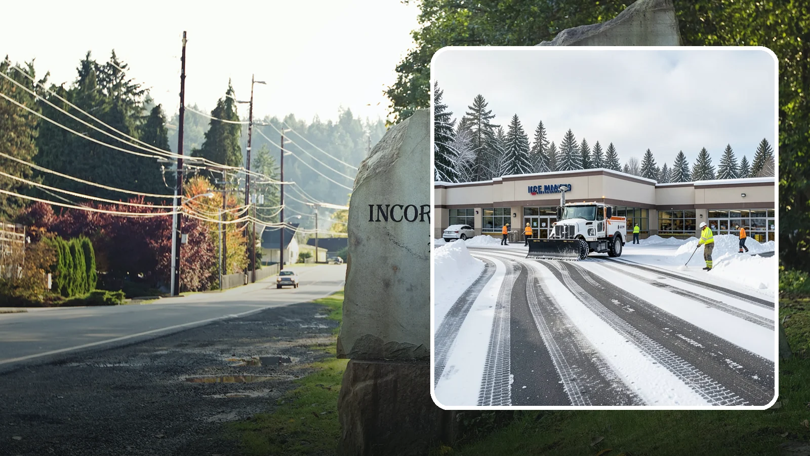 Grocery Store Parking Lot Snow Removal in Wilkeson, Pierce County, WA - We clear grocery store lots early so Western Washington shoppers park, load carts, and reach the doors safely in winter.